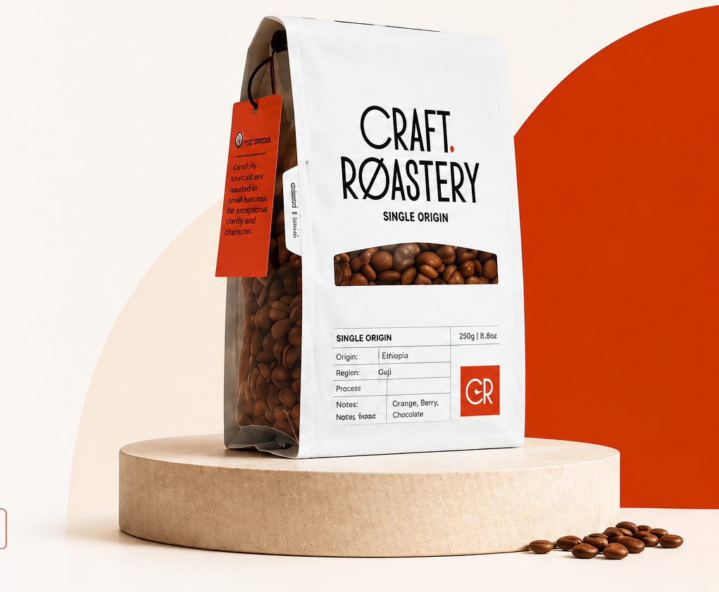 Craft Roastery coffee bag product scene